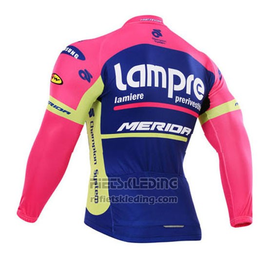 2015 Fietskleding Lampre Merida Roze en Blauw Lange Mouwen en Koersbroek